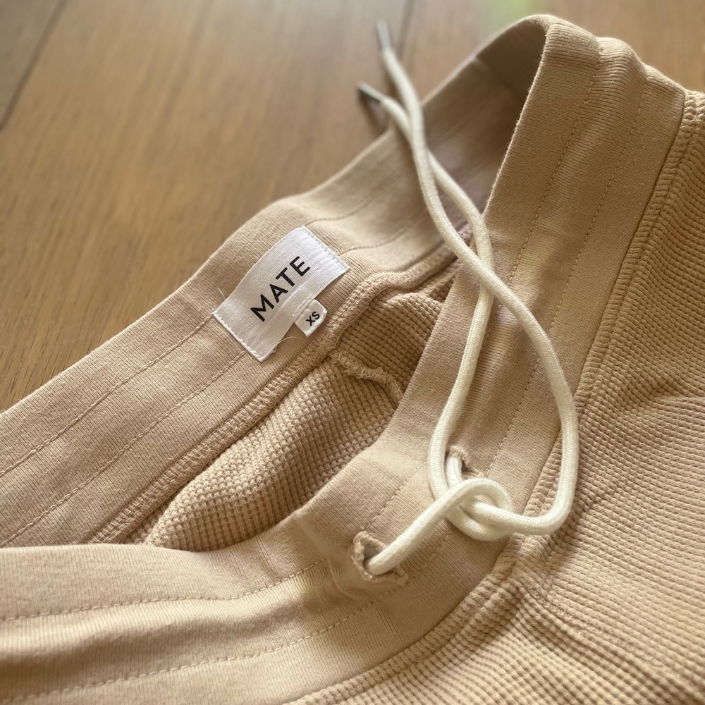 Organic Thermal Wide Leg Pant in Latte XS